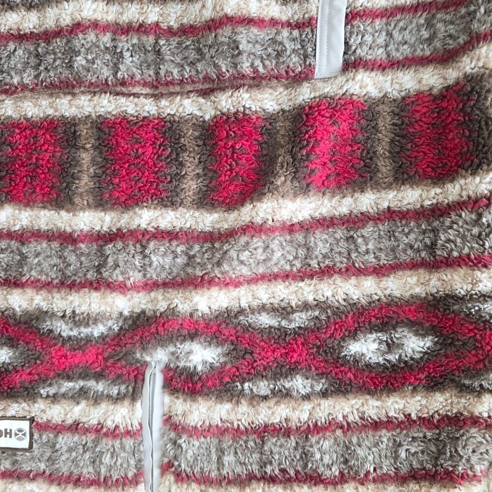 Hooey Aztec Burgundy/Tan 1/4 Zip Pullover Fleece Sweater Men Sz XL HJ077BUTN - Picture 6 of 10